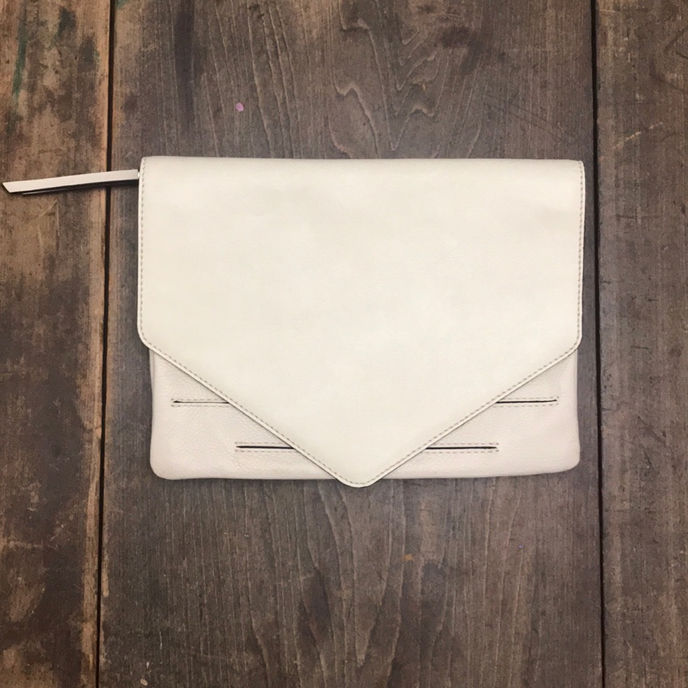 Banana Republic Cream Leather Envelope Clutch